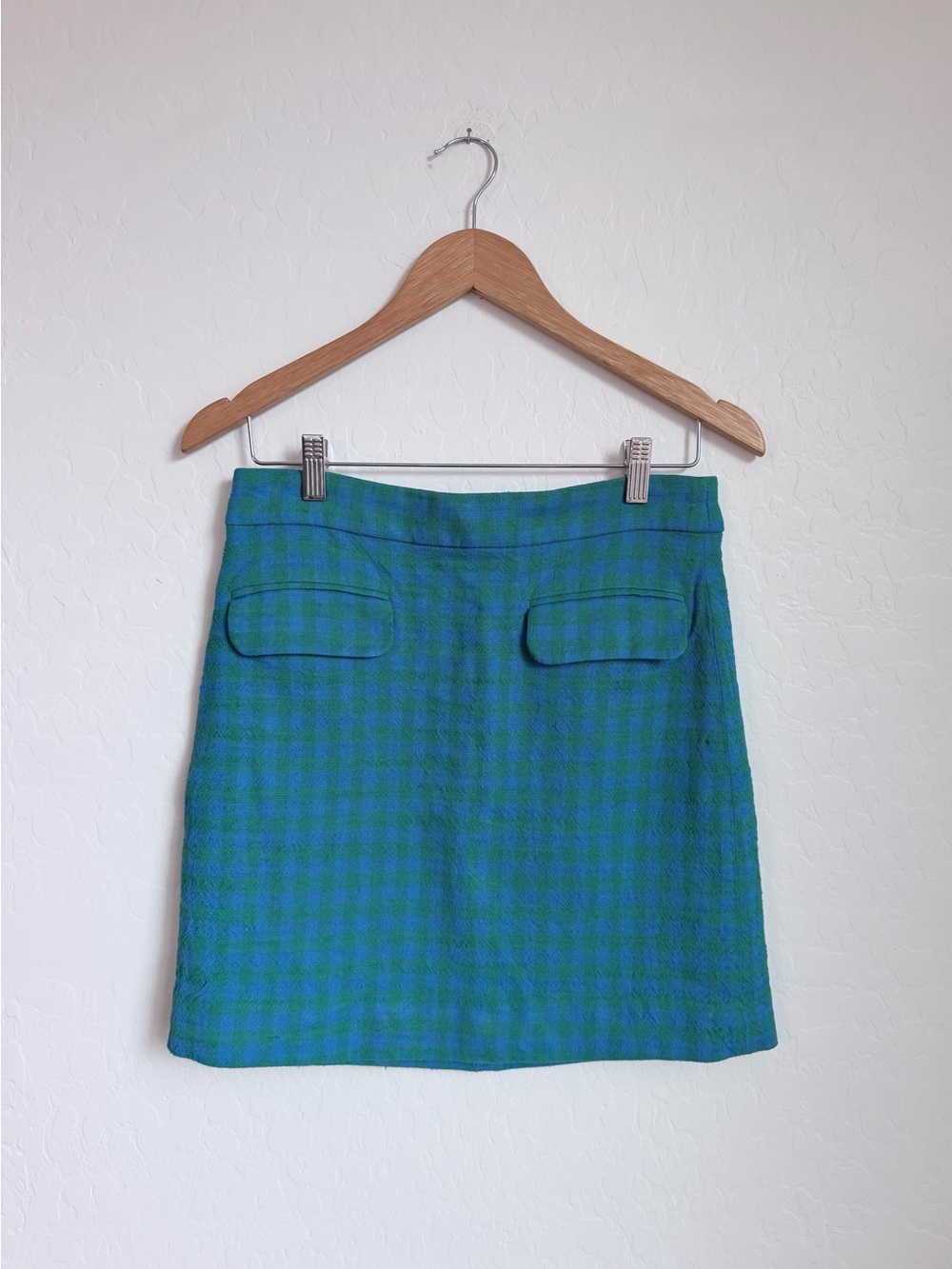 J.Crew Front-Flap Pocket Gingham Mini Skirt